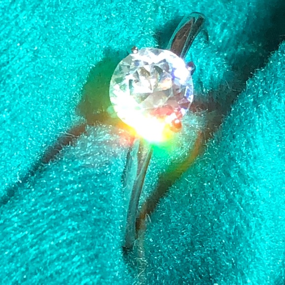 Vintage Uncas Vanderbilt Silver Tone round simulated diamond CZ Solitaire SZ 10 - Picture 9 of 14